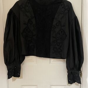 Zara Black Embroidered Blouse